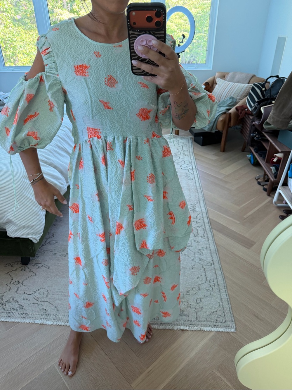 Cecilie Bahnsen Green Fenja Midi Dress